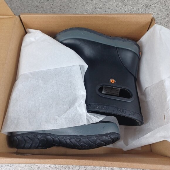 BOGS Skipper Black Waterproof Kids Rain Boots Shoes - Picture 2 of 10
